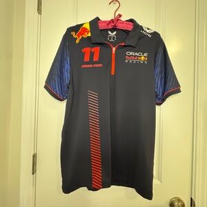 Oracle Red Bull Racing RB19 Sergio Perez Team Polo Shirt Size Small Quarter Zip.